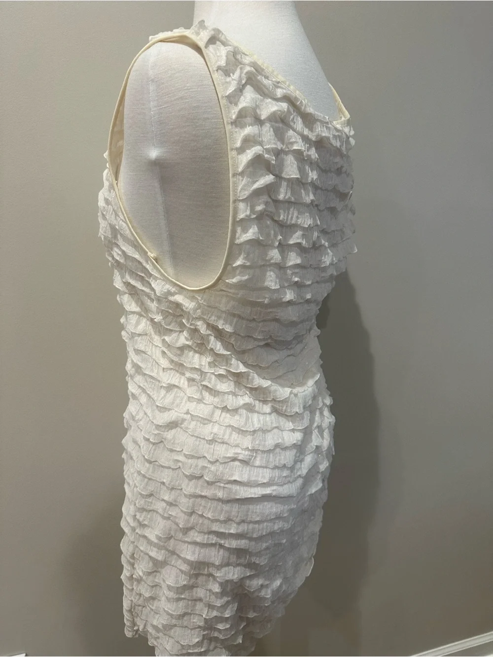 Free People White Tiered Ruffle Flapper Style Dress - Size M